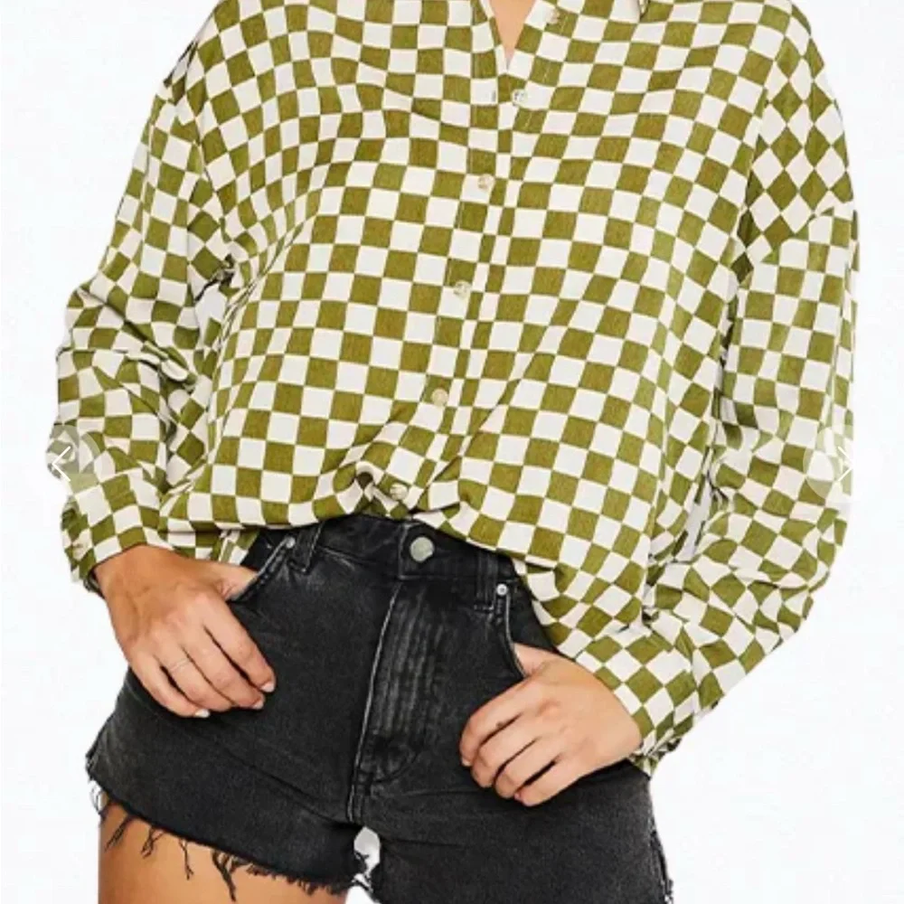 Pretty Garbage Checkered Green and White Women's Matching set - Picture 3 of 5